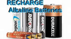 recharge Alkaline Batteries Duracell Energizer Rayovak AA AAA C D