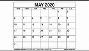 Free Printable May 2020 Calendar - Wiki-Calendar.Com