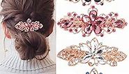 Hair Barrettes for Women,WHAVEL 4Pcs Flower Crystal Rhinestones Hair Barrettes Hair Clips Luxury Jewelry Spring French Hair Clips for Women Girls Hair Styling Accessories （Style 1）