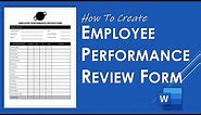 How to Create Employee Performance Review Form in Word | Performance Template Design