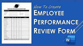 How to Create Employee Performance Review Form in Word | Performance Template Design