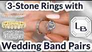 Three-Stone Engagement Ring and Wedding Band Pairings