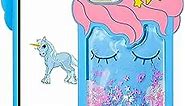 Joyleop Blue Quicksand Unicorn Case for iPhone 11 Pro Max Animal Shiny Bling 3D Cartoon Silicone Cute Fun Cover Kawaii Unique Girls Boys Women Cases Funny Character Design for iPhone 11 Pro Max 6.5"