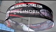 Rotating Circular Hanging round banners Cylinder trade show