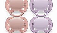 Philips Avent Ultra Soft Pacifier - 4 x Soft and Flexible Baby Pacifiers for Babies Aged 0-6 Months, BPA Free with Sterilizer Carry Case, SCF091/25