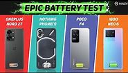 Nothing Phone 1 vs Oneplus Nord 2T, iQOO Neo 6, Poco F4 Battery Drain Test | Charging Test [Hindi]