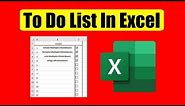 How To Create A To Do List In Excel