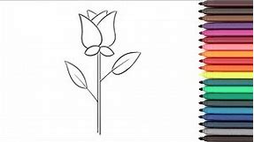Roses Coloring Page, How to Draw a Rose Easy, Flowers Coloring Page