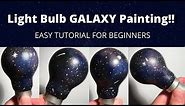 Simple GALAXY Painting on a LIGHT BULB!! EASY Tutorial for Beginners: Acrylic Sponge Painting Galaxy