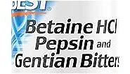 Doctor's Best Betaine HCI Pepsin & Gentian Bitters, Digestive Enzymes for Protein Breakdown & Absorption, Non-GMO, Gluten Free, 120 Caps, Original Version (DRB-00163)