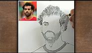 How to draw Mohamed Salah's face - drawing Mohamed Salah Liverpool - pencil sketch drawing