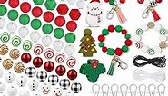 217 PCS Christmas Silicone Beads Bulk, 15mm Silicone Beads Xmas Christmas Wooden Beads Candy Cane Wood Beads Loose Rubber Beads Abacus Focal Beads for Keychain Necklace Making Pens Crafts Ornament