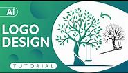 How to design a gradient Tree logo design in illustrator