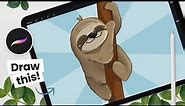 How To Draw A Cute Sloth • Procreate Tutorial