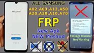 Without PC All Samsung FRP Bypass | A02,A03,A12,A20,A30,A50,A70 | Package Disabler Not Working 2023