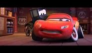 Cars : Lizzie putting bumper stickers to Lightning Mcqueen