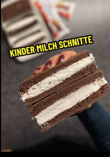 KINDER MILCH-SCHNITTE Kolač koji ne treba opis i koji nas vraća u djetinjstvo. 🥹❤️ RECEPT - RECIPE: - 5 jaja - eggs - 5 žlica brašna - flour - 2 žlice kakaa - cocoa powder - žličica praška za pecivo - baking powder - 5 žlica šećera - sugar - vanilin šećer - vanilla sugar Miksati jaja te dodati šećer i vanilin šećer. Posebno pomiješati brašno, prašak za pecivo i kakao. Dodati u smjesu s jajima i dobro izmiksati. Izliti u pleh od pećnice obložen papirom za pečenje. Peći na 160*C 15ak minuta. Ohla