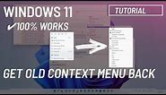 Windows 11: Enable old context menu (Windows 10 right-click style)
