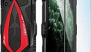 Design, iPhone 11 Pro/iPhone X Case,CNC Aluminum Metal, Militray Grade Drop Tested,Silicone TPU Protective Strong Rugged case for iPhone iPhone 11 Pro/iPhone X 5.8 inch (Black-Red)