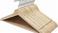 FairyHaus Wood Hangers 30 Pack, Smooth Finish Wooden Coat Suit Hangers with 360° Swivel Hook and Notches, Lightweight Natural Wood Clothes Hangers with Pants Bar