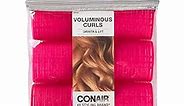 Conair Heatless Curls - Extra Large Hair Rollers - heatless curlers - heatless curls overnight - Hot Pink- 9 Count w/storage case