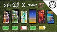 iPhone XS / XS Max vs Galaxy Note 9 vs iPhone X Battery Life DRAIN TEST