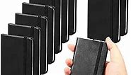 Qeeenar 10 Pcs Hardcover Leather Pocket Notebook 4 x 2.5 Inch Small Notebook 50 Sheets Hardcover Mini Notepad Tiny Lined Journal Notebook for Office Home School Writing Supplies (Black)