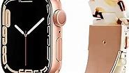 Pleixiu Compatible With iWatch Band 38mm 40mm 41mm 42mm 44mm 45mm 49mm Lightweight Resin With Stainless Steel Buckle For Apple Watch Ultra Series 8 Series 7 Series SE 6 5 4 3 2 1 Women-Nougat White for Rose Gold