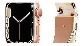 Pleixiu Compatible With iWatch Band 38mm 40mm 41mm 42mm 44mm 45mm 49mm Lightweight Resin With Stainless Steel Buckle For Apple Watch Ultra Series 8 Series 7 Series SE 6 5 4 3 2 1 Women-Nougat White for Rose Gold