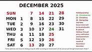 December Calendar 2025