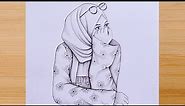 Pencil Sketch for beginners || How to Draw a Cute Girl with Hijab - step by step