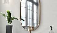 ANDY STAR Oval Gold Mirror, 20x33’’ Oval Brass Mirror Stainless Steel Metal Frame Mirror for Bathroom, Entryway, Living Room, Contemporary 1" Deep Set Design Wall Mount Hangs Vertical or Horizontal