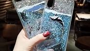 TRADAY Cute Whale Phone Case for iPhone 11 12 13 14 Pro Max Mini XR XS X 7 8 Plus Quicksand Glitter Phone Case