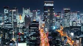 大阪の夜景 光輝く大都会 微速度撮影 Glittering Osaka City Night Time-lapse Japan