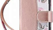 ULAK Compatible with iPhone XR Wallet Case for Women, Premium PU Leather Folio Flip Case with Card Holders Kickstand, Shockproof Protective Phone Cover for iPhone XR 6.1 inch, Rose Gold