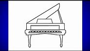 How to draw Grand Piano easy step by step for beginners | Piano drawing