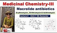 Erythromycin Clrithromycin & Azithromycin - Macrolide Antibiotics | L-2 Unit-2 MC-III 6th Sem