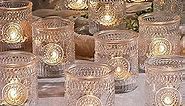 24pcs Clear Glass Votive Candle Holders, Vintage Candle Holder for Votives&Tea Lights&Floating Candles, Wedding Decorations for Receptions, Valentine Wedding Centerpieces Table Decoration