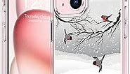 bicol Compatible with iPhone 15 Case,Crystal Clear Cover with Fashionable Designs for Girls Women,Slim Fit Shockproof Protective Acrylic Phone Case 6.1 inch Happy Birds
