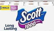 Scott 1000 Toilet Paper, 20 Regular Rolls, Septic-Safe, 1-Ply Toilet Tissue
