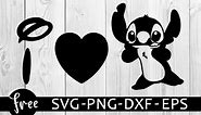 Lilo and stitch svg free, disney svg, stitch svg, instant download, heart svg, shirt design, silhouette cameo, free vector files, png, dxf 0336