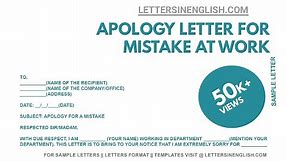 How To Write Apology Letter for Mistake at Work - Apology Letter for Mistake at Work