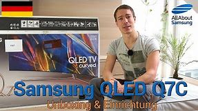 Samsung QLED TV Q7C 65 Zoll Unboxing und Einrichtung deutsch 4k