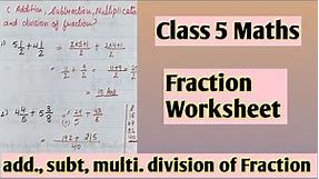 Fraction from Class 5th | Class 5th Fraction Worksheet | Fraction | Homeworkcorner