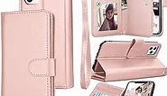Tekcoo Wallet Case for iPhone 11 Pro / iPhone11 Pro (5.8 inch) 2019 Luxury ID Credit Card Slots Holder Carrying Pouch Folio Flip PU Leather Cover [Detachable Magnetic Hard Case] Lanyard - Rose Gold
