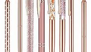 8 Pcs Ballpoint Pen for Women Pretty Cute Fancy Black Ink Pens for Journaling Liquid Sand Glitter Pen Bridal Shower Gifts for Wedding Women Office Desk Supplies (Rose Gold)