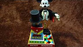 60s Linemar Mickey Mouse the Magician Battery Operated Tin Toy