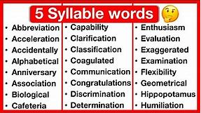 5 Syllable Word List 🤔 | Syllables in English | Types of Syllables | Learn with examples