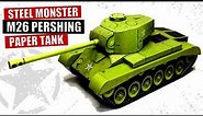 Paper tank M26 Pershing US Army World War II, how to make paper tank DIY model, tutorial and combat