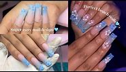 Acrylic nails for beginners | Viral water nails | summer nail tutorial 🩵🌊✨